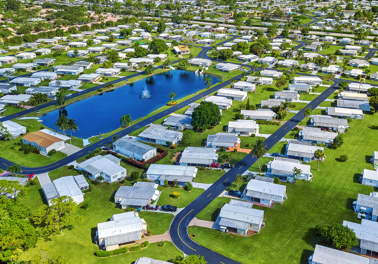 Aerial photo of a manufactured home community